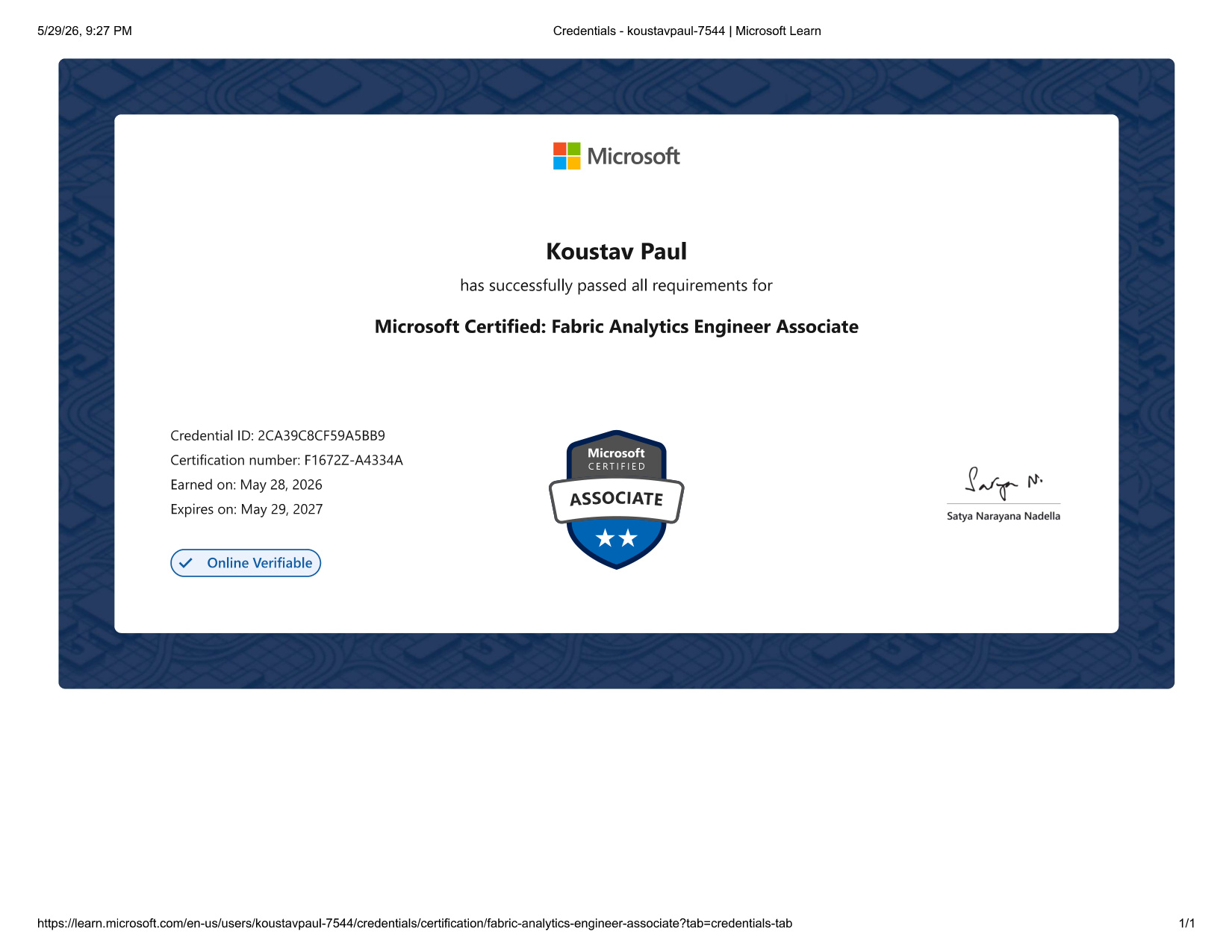 Fabric Analytics Engineer Certificate