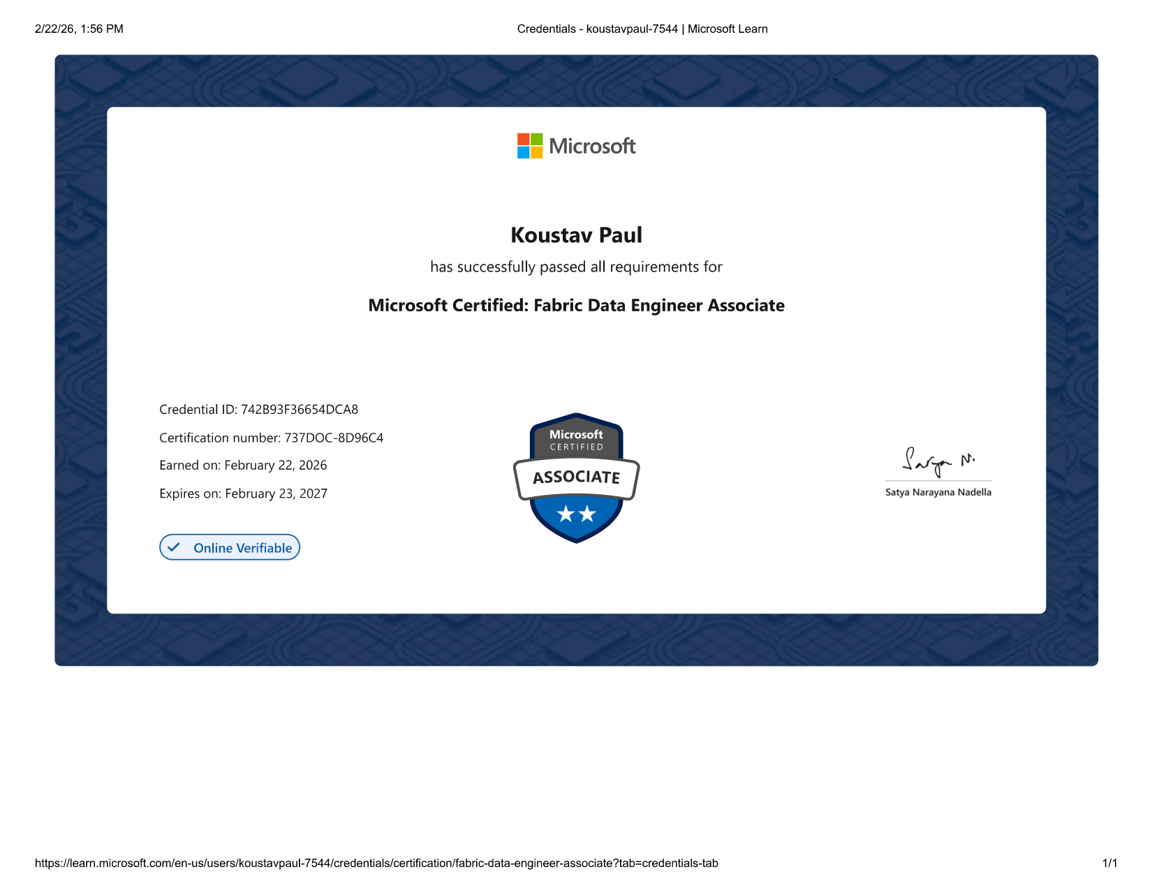 Fabric Data Engineer Certificate